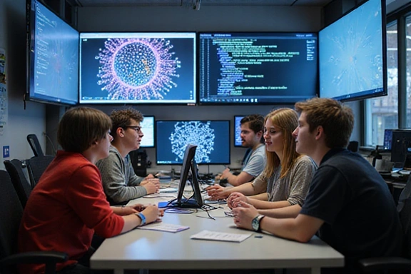 Students working on AI projects